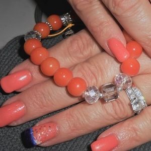 Orange Glass Beaded Bracelet